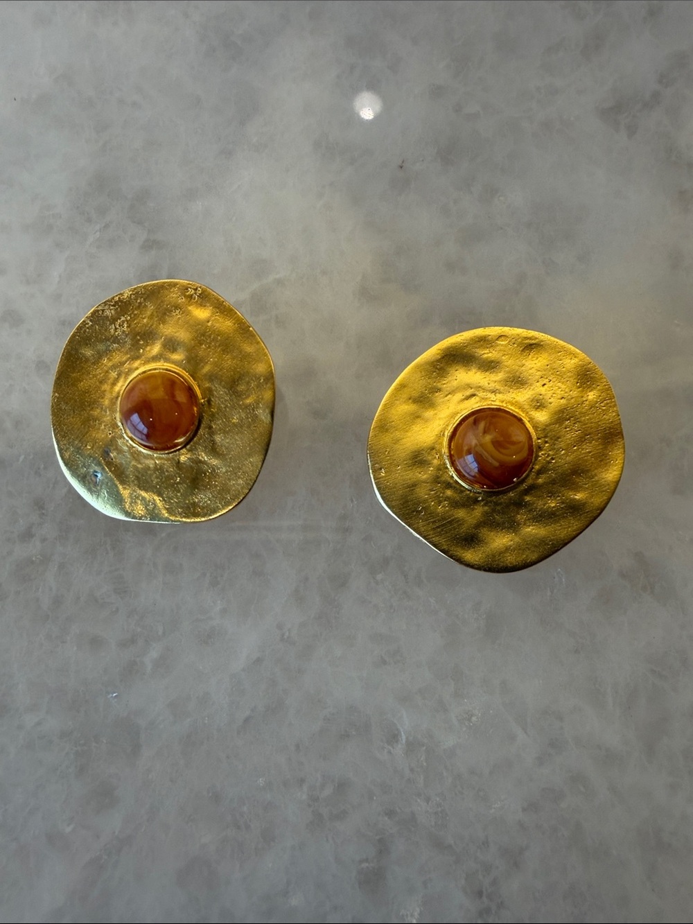 Kenneth Jay Lane Gold Tone Earrings with Amber Centers